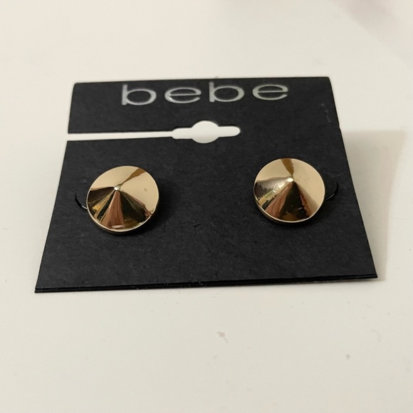 Bebe Rounded Cone Stud Gold Earrings - Picture 4 of 9